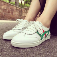 彩条2015女鞋夏白色休闲单鞋板鞋学生运动真皮系带韩版小白鞋子
