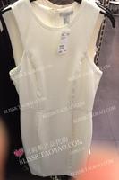HM H&M专柜正品代购女装2015夏装新款白色修身显瘦V领无袖连衣裙