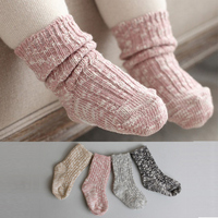 男童女童宝宝加厚纯棉短袜线袜秋冬松口小孩中筒堆堆袜子0-2-4岁