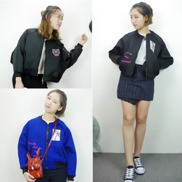 2016秋季韩版学院风软妹可爱蝙蝠袖太空棉短款棒球服外套学生女潮