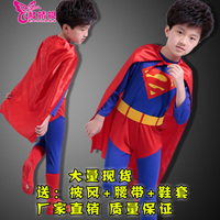 万圣节儿童服装超人披风cosplay动漫服装男女童超人演出表演服装