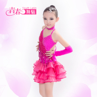 儿童拉丁舞演出服演出表演比赛服装少儿女童拉丁舞裙新款亮片流苏
