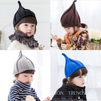 韩版儿童可爱扭扭帽南瓜尖尖针织毛线帽宝宝凹造型亲子套头帽包邮