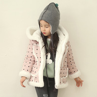 韩国东大门加厚童外套15冬季鹿皮绒连帽拉链中小女童装品牌童外套