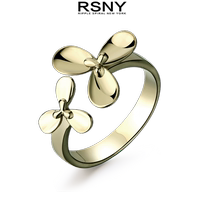 RSNY美国时尚饰品品牌 热销款三叶草花朵镀金开口戒指指环RS036