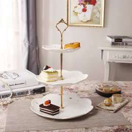陶瓷欧式浮雕点心盘 三层蛋糕架干果盘 下午茶创意水果盘新年婚礼
