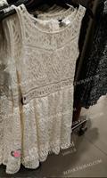 HM H&M专柜正品折扣代购女装夏装新款白色镂空蕾丝花纹背心连衣裙