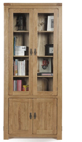 实木书柜 橡木书架 书房家具 储物架 带玻璃门书柜