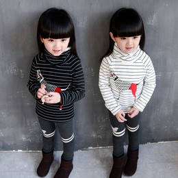 女童冬装2015韩版新款儿童宝宝秋冬款长袖高领加厚加绒t恤打底衫
