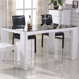 现代简约钢化玻璃餐桌椅组合伸缩饭桌子折叠钢琴烤漆餐台