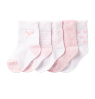 英国代购正品童装NEXT2016春女宝宝百搭粉色条纹短袜 袜子 5双装