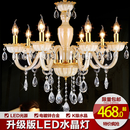 led金色欧式蜡烛水晶吊灯复古奢华现代简约卧室客厅餐厅别墅灯具
