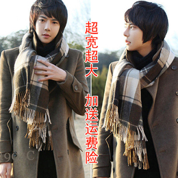 男士围巾冬季韩版学生款围巾     2015格子新款加厚保暖围巾男款