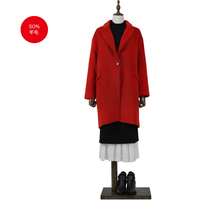 2016冬装女装新款羊毛女呢子大衣长袖 茧型呢外套女中长款韩版红