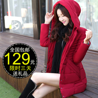 棉衣女2016冬装新款韩版棉服中长款加厚大码修身连帽气质棉袄外套