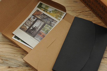 16105牛皮纸信封300g明信片纸袋贺卡封套黑色信封6寸照片包装纸盒