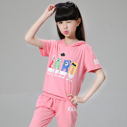 女童套装夏季新款韩版中大童纯棉套装儿童运动套装套头女童两件套