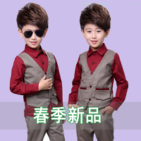 男童马甲套装春秋韩版儿童纯色小西服演出花童礼服假三件套