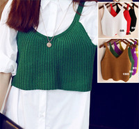 2016秋季新韩国进口吊带针织马甲马夹针织小背心宽松短款女毛衣衫