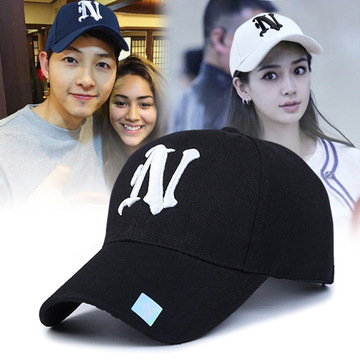 韩版棒球帽夏季刺绣N字母帽子男女黑色白色灰色粉色鸭舌帽休闲帽