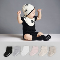0-1-3岁韩国素色中短筒反折儿童袜婴儿宝宝防滑袜子胖宝宝不勒腿