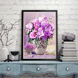新品5d钻石画魔方钻满钻卧室紫色风姿花瓶系列植物花卉十字绣贴钻