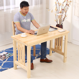 实木电脑桌松木笔记本台式简易家用书桌学习桌办公桌工作写字台
