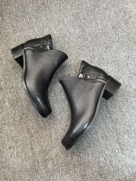 Studio Yee 高端定制女靴欧美拉链真皮圆头粗跟低跟短靴子马丁靴