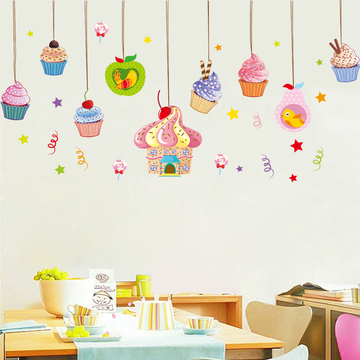 冰淇淋贴纸玻璃橱窗蛋糕墙贴儿童房背景墙装饰幼儿园甜品墙角贴画