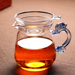 耐高温玻璃公道杯加厚耐热公杯分茶器茶海茶漏茶隔龙把杯功夫茶具