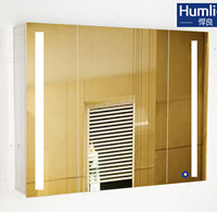 欧式不锈钢单双三门浴室镜柜镜箱 卫生间储物柜带防雾镜灯