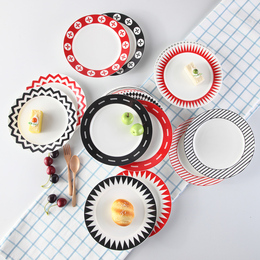 陶瓷抽象几何西餐盘早餐点心水果碟子家用餐具菜盘子圆形月光盘
