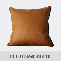 布和布家纺 现代褐色皮革样板间软装沙发靠枕靠垫 样板房家居软装