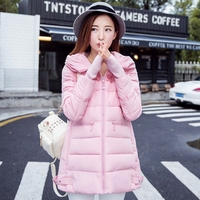 冬装女外套学生韩版新款棉衣中长款连帽修身加厚款时尚保暖