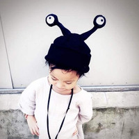 秋冬新款婴儿童帽昆虫帽两只触角卡通帽可爱宝宝针织套头毛线帽子