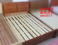简约现代中式实木床橡木床1.01.351.5米双人床单人带床气压式床箱