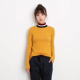 2016秋冬新款韩版拼色高领针织打底衫修身显瘦纯色长袖套头毛衣女