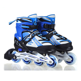 蓝色溜冰鞋儿童男女孩子全闪光PU轮全套装滑冰鞋轮滑鞋汉汗旱冰鞋