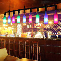 复古酒吧吧台吊灯工业风美式餐厅咖啡厅创意个性铁艺酒瓶玻璃灯具