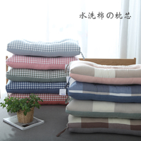 日式立体水洗棉单人枕护颈保健全棉枕头可水洗羽丝绒枕芯一对拍2