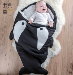 ins空调房睡袋婴儿多功能鲨鱼睡袋宝宝防踢被儿童外出抱被空调被