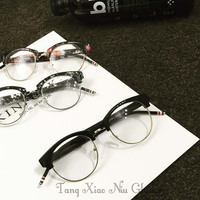 新款男女装饰框架眼镜可配近视镜 半框圆框复古文艺平光镜带镜片