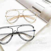 韩式简约时尚全框不规则金属平光镜 男女圆形近视眼镜框架带镜片