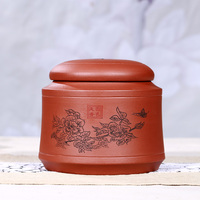 茶叶罐陶瓷紫砂中号全手工宜兴原矿红泥储茶罐特价精致茶道配件