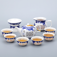青花瓷玲珑茶具套装蜂窝镂空陶瓷功夫茶具冰晶蜂巢茶壶茶杯特价