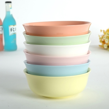 冰花瓷 6寸创意碗套装五彩色陶瓷碗 微波炉餐具 汤碗泡面碗大口碗