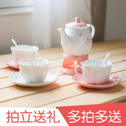 咖啡杯花茶杯套装 日式浮雕樱花陶瓷花茶下午茶杯碟套装送礼彩盒