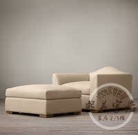 新品特价欧式美式乡村亚麻布艺沙发凳简约现代客厅小户型搁脚蹬