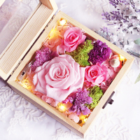 进口永生花礼盒干花保鲜花玻璃罩木盒玫瑰花盒diy生日礼物母亲节