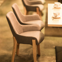 实木餐椅北欧简约现代家用布艺餐椅 咖啡厅桌椅组合休闲设计师椅